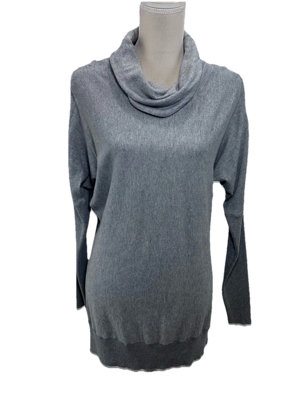 Michael Kors Heather Gray Cowl Neck Tunic Sweater Zipper Sleeves